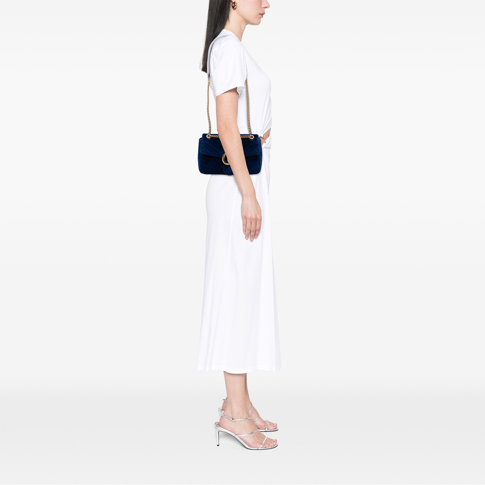 Pre-Loved Gucci Medium GG Marmont Matelasse Velvet Flap Crossbody - Picture 11 of 11